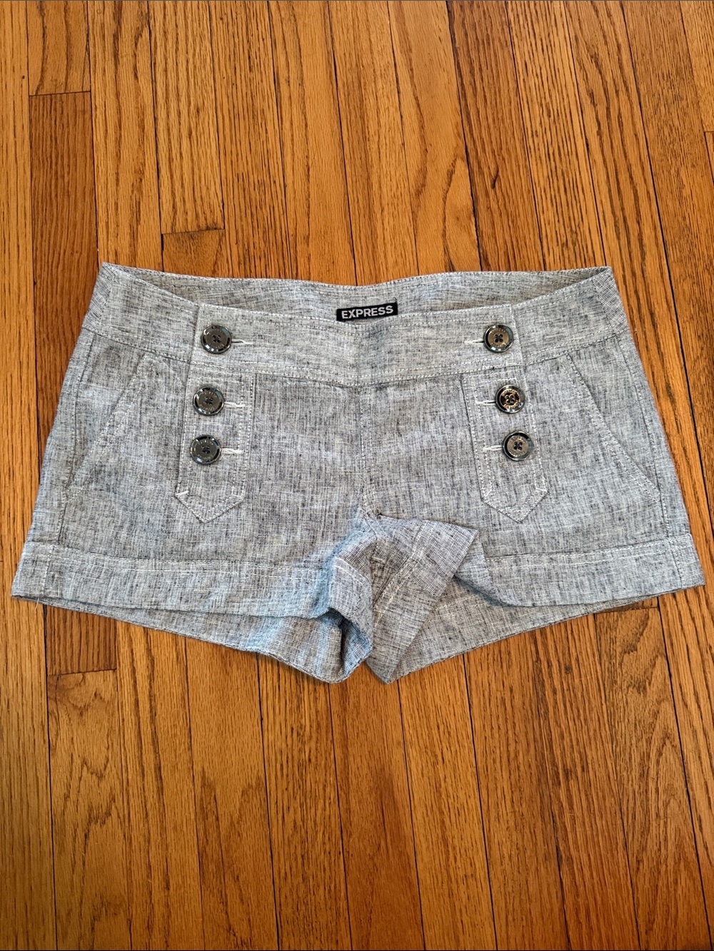 Express Light Gray Sailor Button Shorts